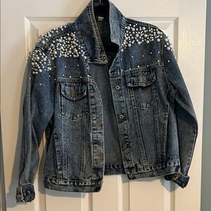 Pearl Embellished Denim Jacket